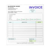 Sales Invoice Receipt | Company / Business Name ノートパッド (正面)