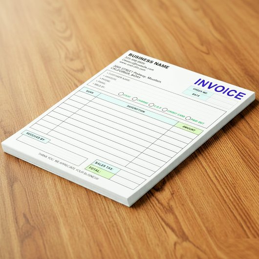 Sales Invoice Receipt | Company / Business Name ノートパッド