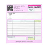Sales Invoice Receipts | Pink Small Business Logo ノートパッド (正面)