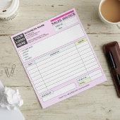 Sales Invoice Receipts | Pink Small Business Logo ノートパッド
