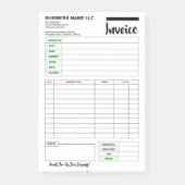 Sales Invoice Receipts, Small Business Payment Pad ポストイット (正面)