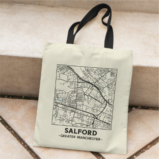 Salford, Greater Manchester City Map Tote Bag トートバッグ