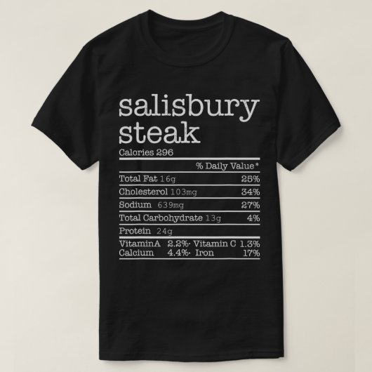 Salisburyステーキの栄養事実感謝祭クリス Tシャツ (デザイン正面)