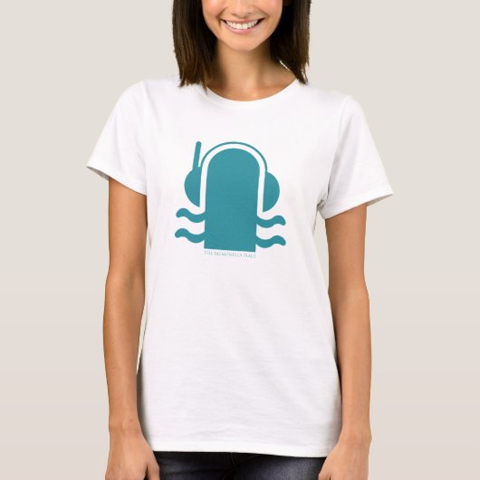 Salmoのロゴの女性白いBadyの人形 Tシャツ (正面)