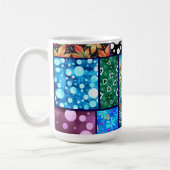 Salmon Crazy Quilt Floral Whimsical Colorful コーヒーマグカップ (左)