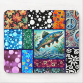 Salmon Crazy Quilt Floral Whimsical Colorful マウスパッド (正面)