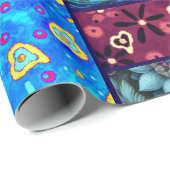 Salmon Crazy Quilt Floral Whimsical Decoupage ラッピングペーパー (ロールコーナー)