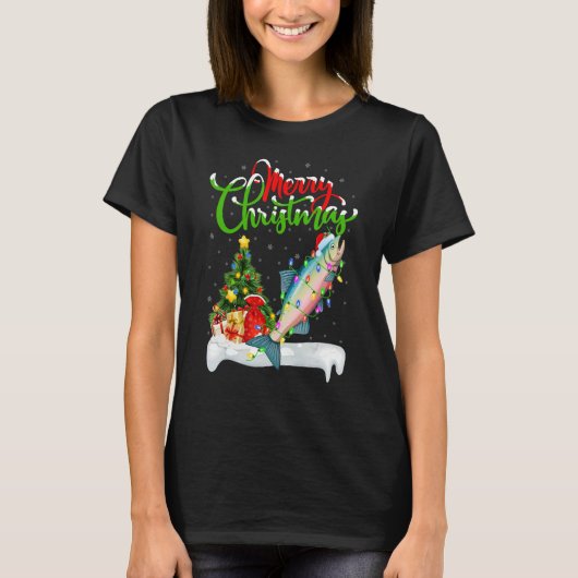 Salmon Fish   Xmas Decorations Santa Salmon Christ Tシャツ (正面)