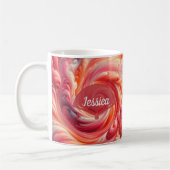 Salmon Pink Modern Abstract Swirling コーヒーマグカップ (左)