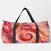 Salmon Pink Modern Abstract Swirling ダッフルバッグ (正面)