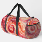 Salmon Pink Modern Abstract Swirling ダッフルバッグ (右コーナー)