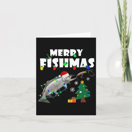 Salmon Steelhead Merry Fishmas Christmas King Trou カード (正面)