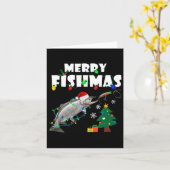 Salmon Steelhead Merry Fishmas Christmas King Trou カード (黄色い花)