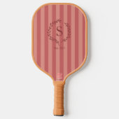 Salmon Stripes Monogram Est Year Preppy Pickleball ピックルボールラケット (裏面)