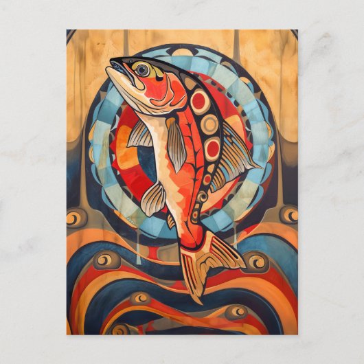 Salmon Totem – Journey in Deco Style ポストカード (正面)