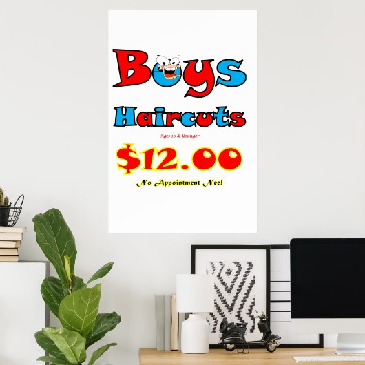 Salon Barbershop Poster Boys Haircuts  ポスター (ホームオフィス)