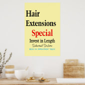 Salon Barbershop Poster Hair Extensions Length ポスター (キッチン)