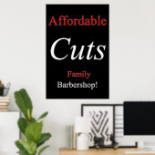 Salon Barbershop Posters Affordable Cuts Family ポスター (ホームオフィス)