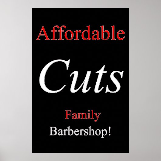 Salon Barbershop Posters Affordable Cuts Family ポスター (正面)