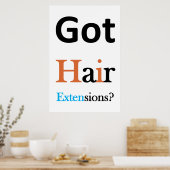 Salon Barbershop Posters Got Hair Extensions? ポスター (キッチン)
