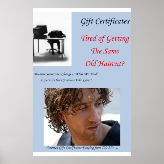 Salon Barbershop Posters Haircut Gift Certificates ポスター (正面)