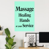 Salon Barbershop Posters Massage Healing Hands ポスター (ホームオフィス)