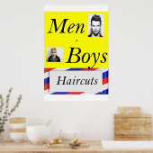 Salon Barbershop Posters Men & Boys Haircut  ポスター (キッチン)