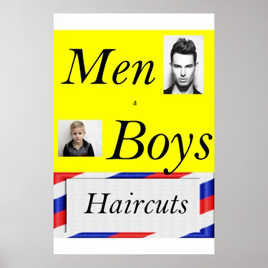 Salon Barbershop Posters Men & Boys Haircut  ポスター (正面)