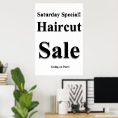 Salon Barbershop Posters Saturday Haircut Sale  ポスター (ホームオフィス)