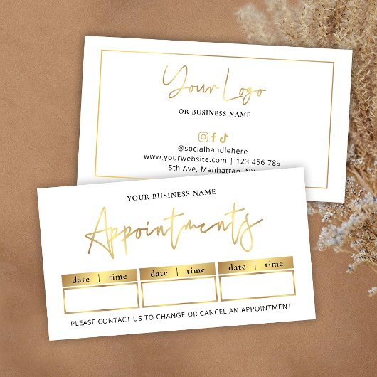 Salon Glam Gold Logo Modern Beauty or Spa Stamp 予約カード