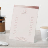 Salon Rosegold Brown Stripe Monogramm Circle 台座サイン (インサイチュ)