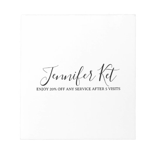 Salon spa business discount offer website visits a ノートパッド (正面)