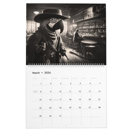 Saloon Safari Calendar カレンダー (3月 2026)
