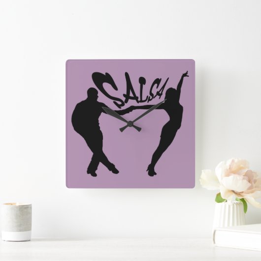SALSEROおよびSALSERAの時計を踊るサルサ スクエア壁時計 (ホーム)
