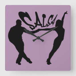 SALSEROおよびSALSERAの時計を踊るサルサ スクエア壁時計