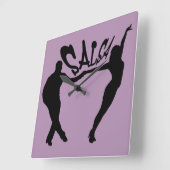 SALSEROおよびSALSERAの時計を踊るサルサ スクエア壁時計 (傾斜)