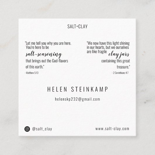 SALT+CLAY名刺 スクエア名刺 (正面)