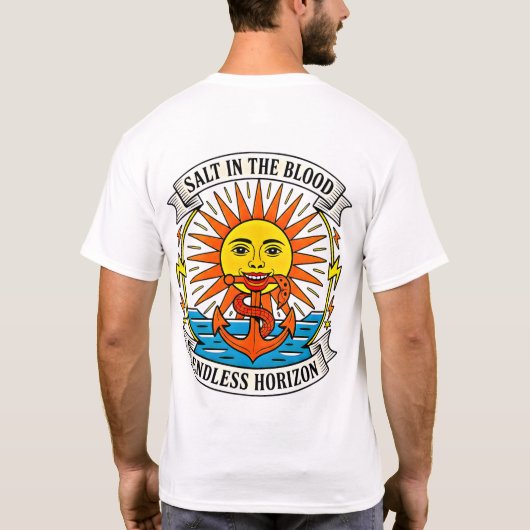 Salt in the Blood Sun & Anchor Nautical Adventure Tシャツ (裏面)