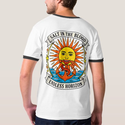 Salt in the Blood Sun & Anchor Nautical Adventure Tシャツ (裏面)