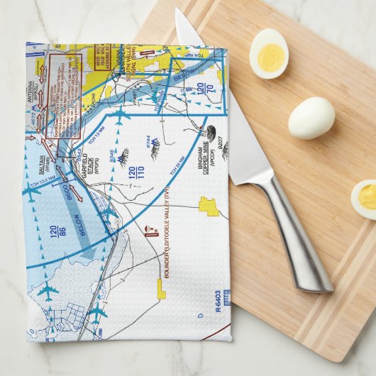 Salt Lake City Flyway Chart キッチンタオル (四つ折り)