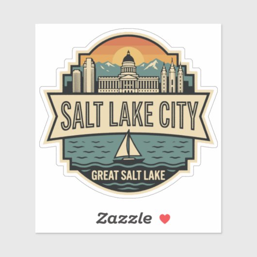 Salt Lake City Skyline Utah Retro Badge  シール (シート)