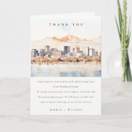 Salt Lake City, Utah Watercolor Landscape Wedding サンキューカード