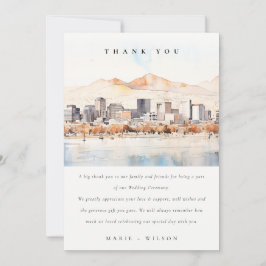 Salt Lake City, Utah Watercolor Landscape Wedding サンキューカード