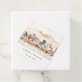 Salt Lake City, Utah Watercolor Landscape Wedding フェイバータグ