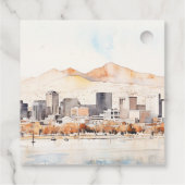 Salt Lake City, Utah Watercolor Landscape Wedding フェイバータグ (裏面)