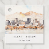 Salt Lake City, Utah Watercolor Landscape Wedding フェイバータグ (正面)