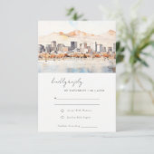 Salt Lake City Utah Watercolor Landscape Wedding 出欠カード (スタンド正面)