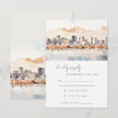 Salt Lake City Utah Watercolor Landscape Wedding 出欠カード (正面/裏面)