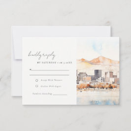 Salt Lake City Utah Watercolor Landscape Wedding 出欠カード