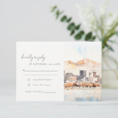 Salt Lake City Utah Watercolor Landscape Wedding 出欠カード (スタンド正面)